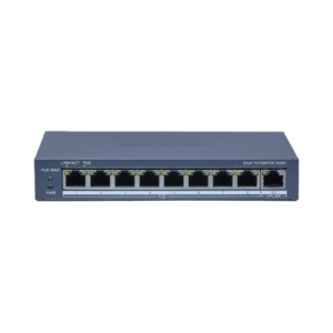 Switch PoE+ | Monitoreable | 8 Puertos 10|100 Mbps PoE+ | 1 Puerto 1000 Mbps Uplink | Configuración Nube Hik-Partner Pro | Modo Extendido hasta 300 metros | 60 W - HIKVISION