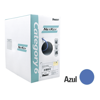 Bobina de Cable UTP 305 Metros (1000 Pies) de Cobre, NetKey, Azul, Categoría 6 (24 AWG), 1000Mbps, Riser (CMR), de 4 Pares - PANDUIT