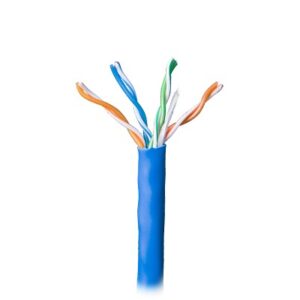 Bobina de 305 Metros (1000 Pies) Cable Par Trenzado Nivel 5 (CAT 5e) | CMR | Color Azul | 4 Pares de Conductores Sólidos de Cobre AWG 24 | Para Aplicaciones de CCTV, Redes de Datos, IP Megapixel, Control RS485