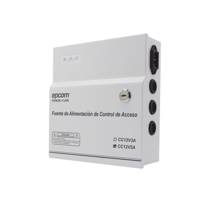 Fuente de Poder | 1 Salida 11-15 Vcc | 5 A | Temporizador Integrado | Con Capacidad de Batería de Respaldo | Requiere Batería | Aplicaciones en sistemas de control de Acceso