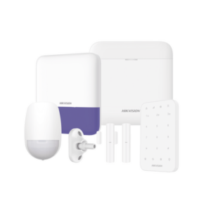 (AX PRO) KIT de Alarma AX PRO | Incluye: 1 Hub con bateria de respaldo | 1 Sensores PIR | 1 Montaje Universal para PIR | 2 Contactos Magnéticos | 1 Teclado | 1 Sirena Inalambrica Exterior | WiFi | Compatible con Hik-Connect P2P
