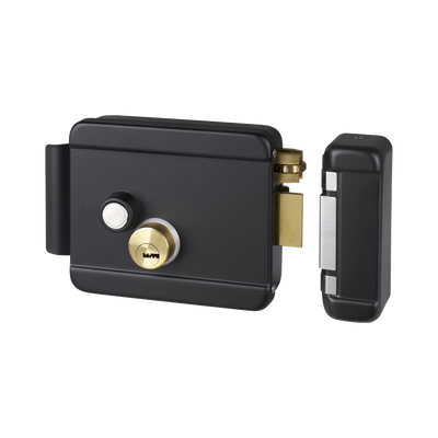 Cerradura Eléctrica con Botón de Salida | Incluye Llave | Exterior | Derecha | Color Negro