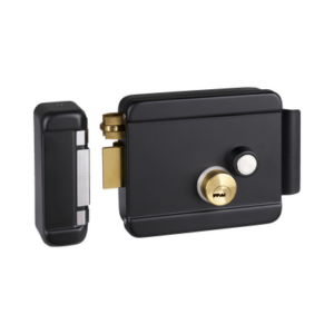 Cerradura Eléctrica con Botón de Salida | Incluye Llave | Exterior | Izquierda | Color Negro