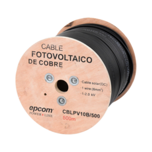 Carrete de 500 Metros | Cable Fotovoltaico Negro | 6mm² (10AWG) | Material COBRE | 2000 Vcc