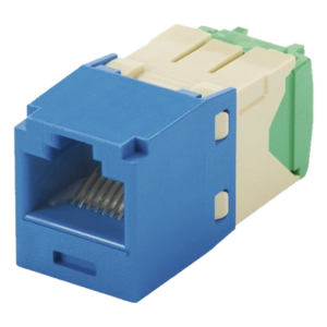 Conector Jack RJ45 Estilo TG, Mini-Com, Categoría 6, de 8 Posiciones y 8 Cables de Calibre 28|30 AWG, Color Azul