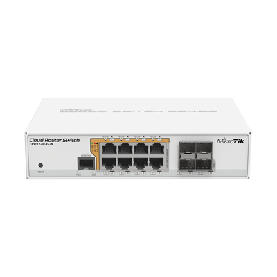 Cloud Router Switch Administrable L3, 8 puertos 10|100|1000 Mbps c|PoE Pasivo ó 802.3af|at, 4 Puertos SFP