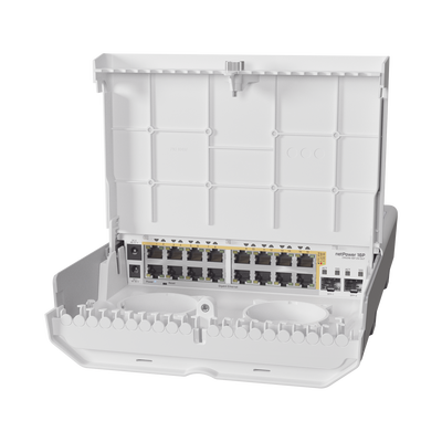 (netPower 16P) Switch administrable Sistema Operativo Dual, 16 puertos c|PoE, 2 puertos 10G SFP+ para Exterior