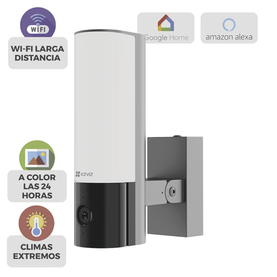Cámara IP 4 Megapíxel | Wi-Fi | Lampara Integrada | Audio de dos vías | Imágen Nocturna a Color | Detección Humana | Audios Personalizables | Uso Exterior con Protección