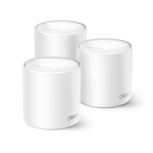 Kit 3 Routers Inalámbricos MESH Interior para Hogar | Doble Banda Wi-Fi 6 AX1500 Mbps | 2 Puerto Gigabit WAN|LAN | 2 Antenas Internas | Administración Mediante la App Deco (iOS, Android) | Protección HomeShield