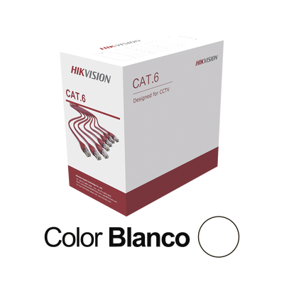Bobina de Cable UTP 305 Metros (1000 Pies) | Cat 6 (24 AWG) | Color Blanco | PVC (CM) | Uso en Interior | CCA (Cobre con Aluminio) | Aplicaciones de CCTV y Redes de Datos