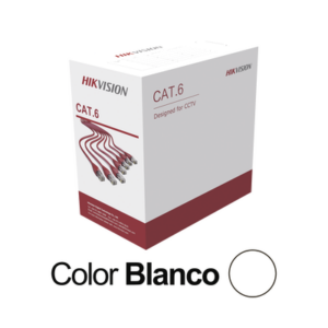 Bobina de Cable UTP 305 Metros (1000 Pies) | Cat 6 (24 AWG) | Color Blanco | PVC (CM) | Uso en Interior | CCA (Cobre con Aluminio) | Aplicaciones de CCTV y Redes de Datos