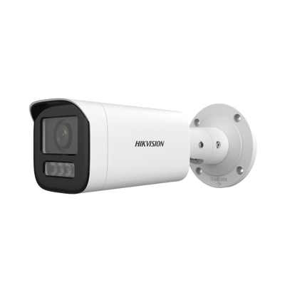 Bala IP 4 Megapíxel | Lente Motorizado 2.8 a 12 mm | Dual Light (50 mts IR + 50 mts Luz Blanca) | ACUSENSE Lite | Microfono Integrado | Exterior IP67 | WDR 120 dB | PoE | Micro SD | Alarmas I|O