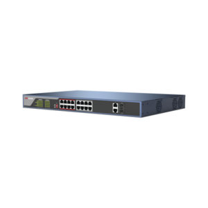 Switch PoE 250 Metros Larga Distancia | 16 Puertos 802.3at (30 W) 100 Mbps + 2 Puertos Gigabit + 2 Puertos SFP