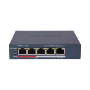 Switch PoE+ | Monitoreable | 4 Puertos 10|100 Mbps PoE+ | 1 Puerto 10|100 Mbps Uplink | Configuración Nube Hik-PartnerPro | Modo Extendido hasta 300 Metros | 45 W