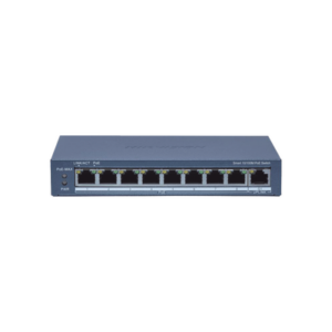 Switch Administrable PoE+ | 8 puertos 100 Mbps PoE+ | 1 puerto 1000 Mbps de Uplink | PoE hasta 300 Metros | Conexión Remota desde Hik-ParnerPro | 110 W