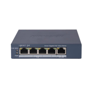 Switch Gigabit PoE+ | Monitoreable | 4 Puertos 1000 Mbps PoE+ | 1 Puerto 1000 Mbps Uplink | Configuración Nube Hik-PartnerPro | Modo Extendido hasta 300 Metros | 45 Watts