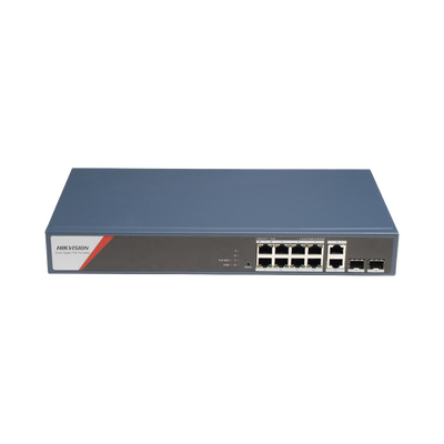 Switch Gigabit PoE+ | Administrable | 8 Puertos 1000 Mbps PoE+(4 Puertos PoE++ 90 W) | 2 Puertos 1000 Mbps de Uplink | 2 Puertos SFP | Configuración Nube Hik-PartnerPro | Modo Extendido hasta 300 Metros | 130 W