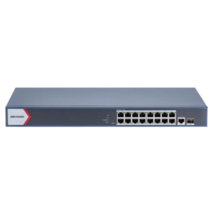 Switch Gigabit PoE+ | Administrable | 16 Puertos 1000 Mbps PoE+ | 1 Puerto 1000 Mbps de Uplink | 1 Puerto SFP | Configuración Nube desde Hik-Partner Pro | Modo Extendido hasta 300 Metros | 230 Watts