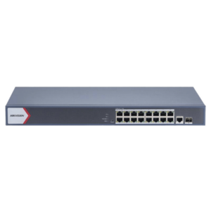 Switch Gigabit PoE+ | Monitoreable | 16 Puertos 1000 Mbps PoE+ | 1 Puerto 1000 Mbps de Uplink | 1 Puerto SFP | Configuración Nube desde Hik-PartnerPro | Modo Extendido hasta 300 Metros | 130 Watts