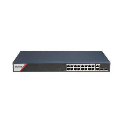 Switch Gigabit PoE+ | Administrable | 16 Puertos 1000 Mbps PoE+ (4 Puertos PoE++ 90 W) | 2 Puertos 1000 Mbps de Uplink | 2 Puertos SFP | Configuración Nube Hik-PartnerPro | Modo Extendido hasta 300 Metros | 230 W