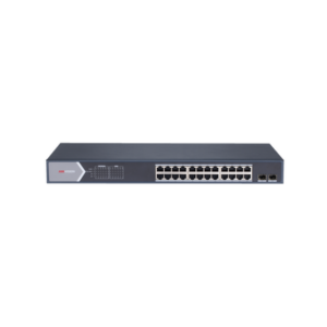 Switch Gigabit PoE+ | Administrable | 24 Puertos 1000 Mbps PoE+ | 2 Puertos SFP | Configuración Remota desde Hik-PartnerPro | PoE Extendido 250 Metros | 370 Watts