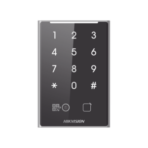 Lector de Tarjetas PROX EM y de Códigos QR | Teclado para Contraseña | Compatible con Controladores DSK2600 Series Hikvision | Comunicación RS485 y WIEGAND | IP65