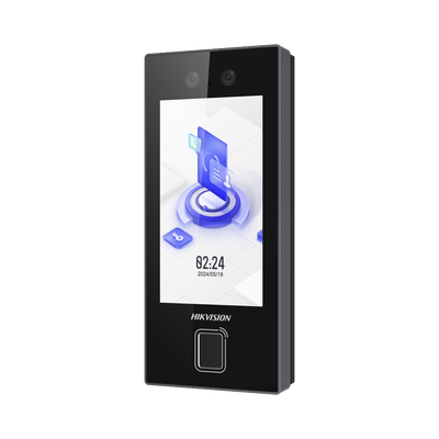 Terminal Facial Min Moe con LECTOR DE HUELLAS y Tarjetas PROX EM | 3000 Rostros | 3000 Huellas | Pantalla 4.5" | Administrable en la Nube con HikConnect Teams | Exterior IP65 | PoE | WiFi | HIK-IA | SIP Estandar