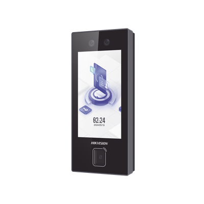 Terminal Facial Min Moe con LECTOR DE QRs FISICO Ultra Rápido y Tarjetas MIFARE | 3000 Rostros | Pantalla 4.5" | Administrable en la Nube con HikConnect Teams | Exterior IP65 | PoE | WiFi | HIK-IA | SIP Estandar