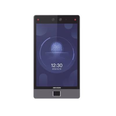 Terminal Facial Min Moe 8" Touch con Lector de Huellas | Delgada y Estética | PoE | 100,000 rostros | Exterior IP65 | Función de Videoportero y Lectura de Códigos QR | Lectura de tarjetas | HIK-IA