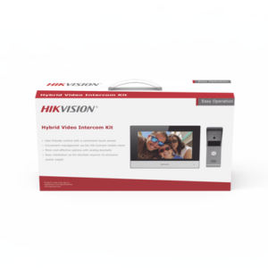 Kit de Videoportero Analógico de Metal | IP a 4 Hilos con Función de Llamada a App Hik-Connect | Monitor se Conecta a Internet por Cable o WiFi y por 4 Hilos al Frente de Calle IP65 | Expandible a Mas Equipos