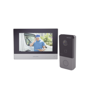 Kit de Videoportero IP Poe Estandar con llamada a App de Smartphone (HikConnect) | Apertura con tarjeta MIFARE | Frente de calle IP65 | Soporta 1 Departamento