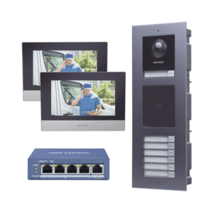KIT de Videoportero IP para 7 DEPARTAMENTOS con llamada a App de Smartphone y Lector de Tarjetas EM | 2da Generación (Modular) | Montaje para EMPOTRAR incluido