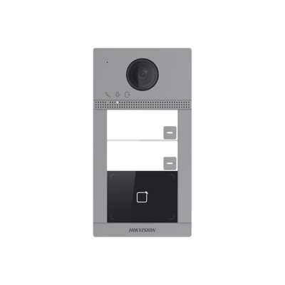 Videoportero IP (IP65 + IK08) con Llamada y apertura desde APP Hik-Connect | Soporta 2 Departamentos | PoE Estandar | Interfaz WEB para configuración | 2 puertas