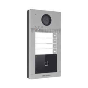 Videoportero IP 2 Megapixel | Llamada y Apertura Remota desde App Hik-Connect (Requiere monitor )| PoE | Exterior IP65 + Antivandalico IK08 | 4 Departamento | Apertura con Tarjeta | Soporta 2 Puertas y hasta 6 Monitores