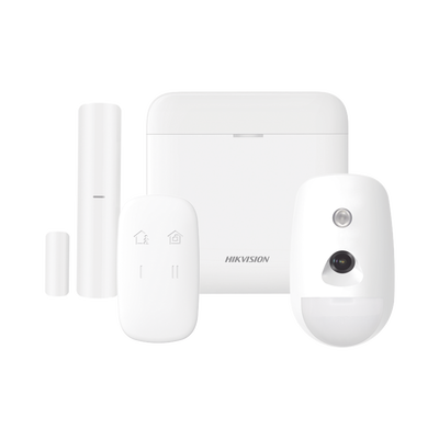 (AX PRO) KIT de Alarma AX PRO | Incluye: 1 Hub con bateria de respaldo | 1 Sensor PIR con Cámara | 1 Contacto Magnético | 1 Control Remoto | WiFi | Compatible con Hik-Connect P2P