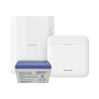 (AXPRO) KIT de alarma AX PRO conversión de zonas cableadas a inalámbricas | Incluye: 1 Hub con Batería de respaldo| 1 Expansor de 16 zonas cableadas | 1 Batería de respaldo 12Vcc a 7 Amp| Compatible con Hik-Connect P2P