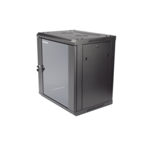 Gabinete para Montaje en Pared - Piso | Puerta de Cristal Templado | Cuerpo Fijo | 12 Unidades de Rack | 19" | Fabricado en Acero