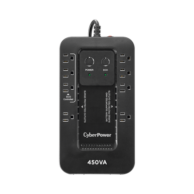 UPS de 450 VA|260 W, Topología Standby con Modo Ahorrador ECO, Entrada 120 Vca NEMA 5-15P, Con 8 Tomas NEMA 5-15R