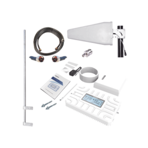 Kit PLUS de Amplificador de Señal Celular 5G | Penta Banda | Soporta 2G, 3G, 4G y 5G | Compatible con TELCEL, AT&T, MOVISTAR y OMV | Cobertura hasta 250 m2 | Incluye Antenas, Jumpers coaxiales y mástil.
