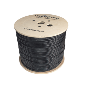 Bobina de Cable Siamés Cat5e CCA + 2 Cables Gruesos (16 AWG) para Alimentar Cámaras Más Lejos | 305 Metros (1000 Pies) | Instalación en Exterior | Uso Industrial para Climas Extremos