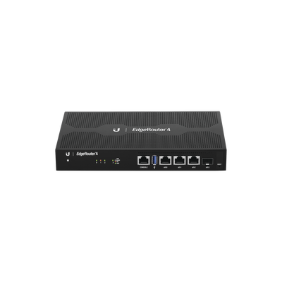 EdgeRouter 4, con 3 puertos 10|100|1000 Mbps + 1 puerto SFP, con funciones avanzadas de ruteo