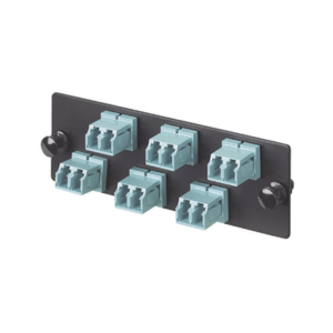 Placa Acopladora de Fibra Optica FAP, Con 6 Conectores LC Duplex (12 Fibras), Para Fibra Multimodo OM3|OM4, Color Aqua