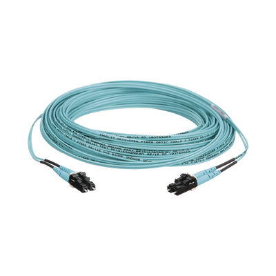 Jumper de Fibra Optica Multimodo 50|125 OM3, LC-LC Duplex, OFNR (Riser), Color Aqua, 10 Metros (32.81 Pies)