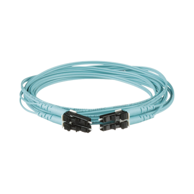 Jumper de Fibra Optica Multimodo 50|125 OM4, LC-LC Duplex, OFNR (Riser), Color Aqua, 1 Metro (3.28 Pies)