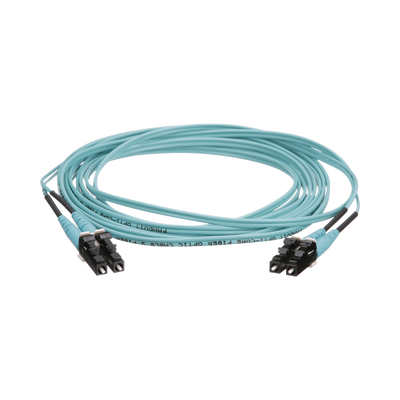 Jumper de Fibra Optica Multimodo 50|125 OM4, LC-LC Duplex, OFNR (Riser), Color Aqua, 3 Metros (9.84 Pies)