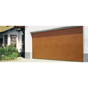 Puerta de Garage D| Alta calidad | 18x7 pies | AISLADA | Estilo Americana | Imitacion Madera | Golden Oak | Linea Central .