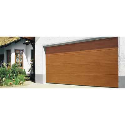 Puerta de Garage D| Alta calidad | 8X7 pies | AISLADA | Estilo Americana | Imitacion Madera | Golden Oak | Linea Central .