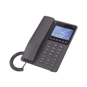 Teléfono IP WiFi Hotelero con pantalla LCD a color, 2 líneas SIP con 2 cuentas, codec Opus, IPV4|IPV6, color negro, con gestión en la nube GDMS