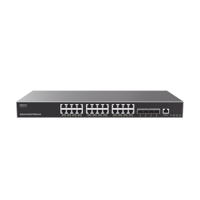 Switch Capa 3 Administrable | 24 puertos 10|100|1000 Mbps + 4 Puertos SFP+ de 10 Gigabits | Compatible con GWN Cloud.