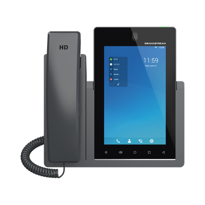Teléfono IP Android 11, 16 líneas SIP con 16 cuentas, pantalla táctil 7", puertos Gigabit, Wi-Fi, Bluetooth, PoE, codec Opus, IPV4|IPV6 con gestión en la nube GDMS